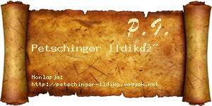 Petschinger Ildikó névjegykártya